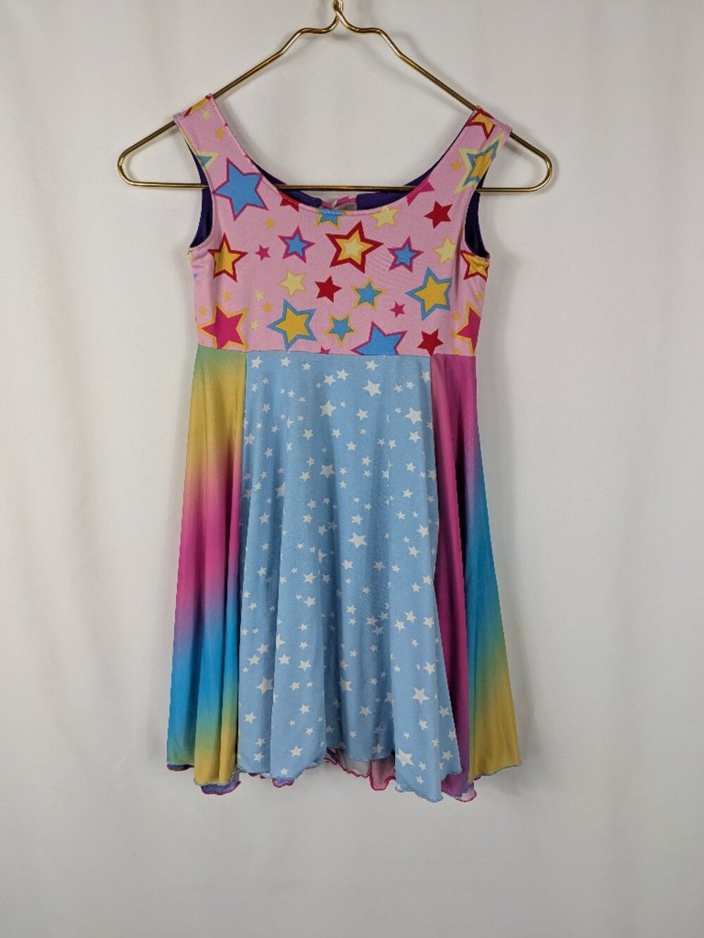 Twirly Girl Reversible Dress Happy Twirls Rainbow Stars Purple Swirls Girls Sz 5